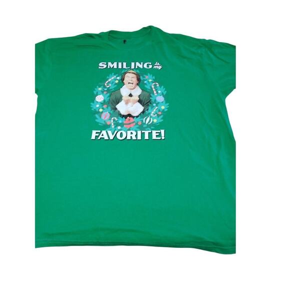 Buddy the Elf Smiling is my Favorite Green Christmas Tshirt XL Unisex - Picture 1 of 5